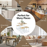 5 Pieces Metal Frame Dining Set with Compact Dining Table and 4 Stools -Natural