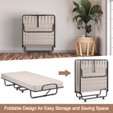 Rollaway Guest Bed with Sturdy Steel Frame and Memory Foam Mattress Made in Italy-Beige