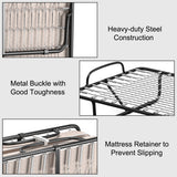 Rollaway Guest Bed with Sturdy Steel Frame and Memory Foam Mattress Made in Italy-Beige