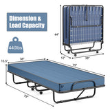 Rollaway Guest Bed with Sturdy Steel Frame and Memory Foam Mattress Made in Italy-Navy