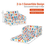 2-in-1 Convertible Kids Sofa with Velvet Fabric-Multicolor