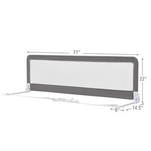 71 Inch Extra Long Swing Down Bed Guardrail with Safety Straps-Gray