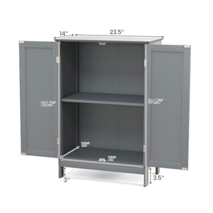 Bathroom Floor Storage Double Door Cupboard Cabinet-Gray