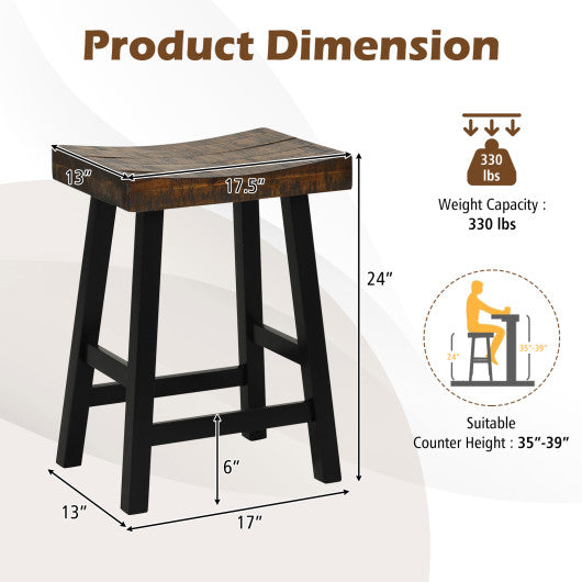 24"/29" Solid Wood Saddle-Seat with Curved Seat Surface and Comfortable Footrests-24 inches