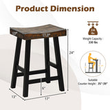 24"/29" Solid Wood Saddle-Seat with Curved Seat Surface and Comfortable Footrests-24 inches