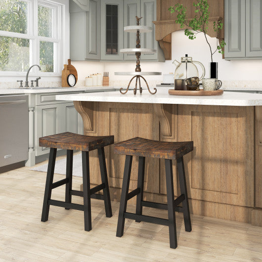 24"/29" Solid Wood Saddle-Seat with Curved Seat Surface and Comfortable Footrests-24 inches