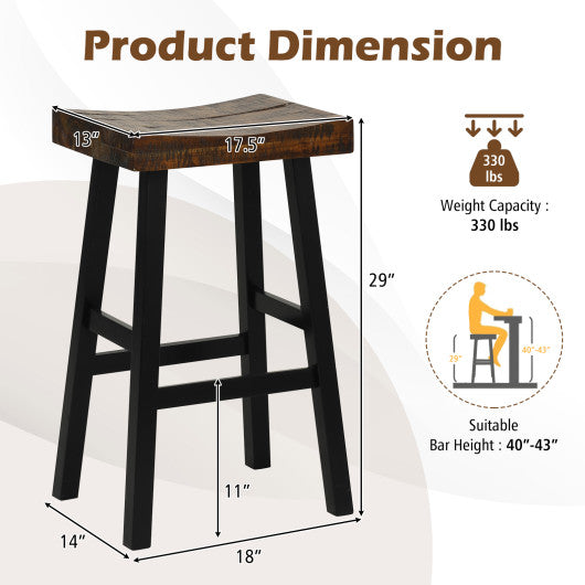 24"/29" Solid Wood Saddle-Seat with Curved Seat Surface and Comfortable Footrests-29 inches