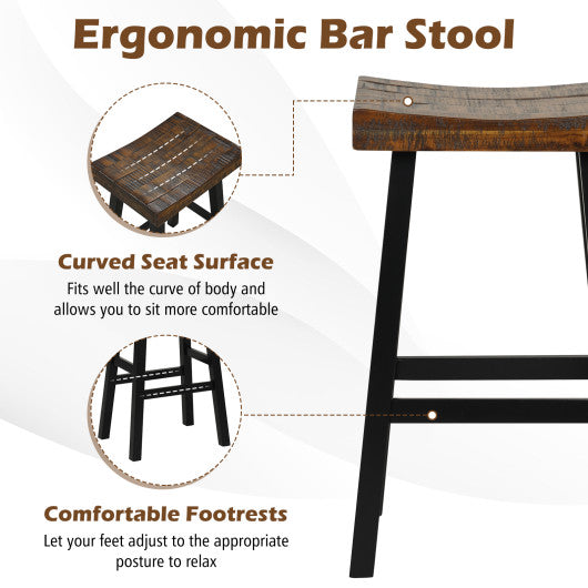24"/29" Solid Wood Saddle-Seat with Curved Seat Surface and Comfortable Footrests-29 inches