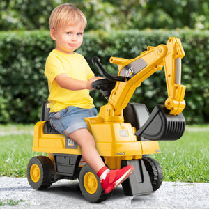 Functional Excavator Toy with Rotatable Digging Bucket-Yellow