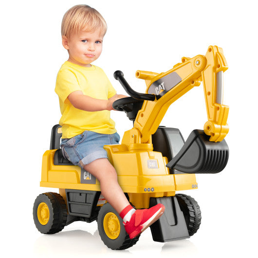 Functional Excavator Toy with Rotatable Digging Bucket-Yellow