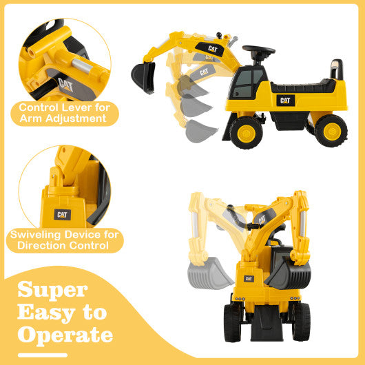 Functional Excavator Toy with Rotatable Digging Bucket-Yellow