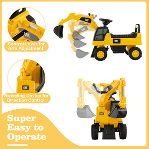 Functional Excavator Toy with Rotatable Digging Bucket-Yellow