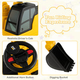 Functional Excavator Toy with Rotatable Digging Bucket-Yellow