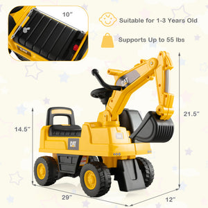 Functional Excavator Toy with Rotatable Digging Bucket-Yellow
