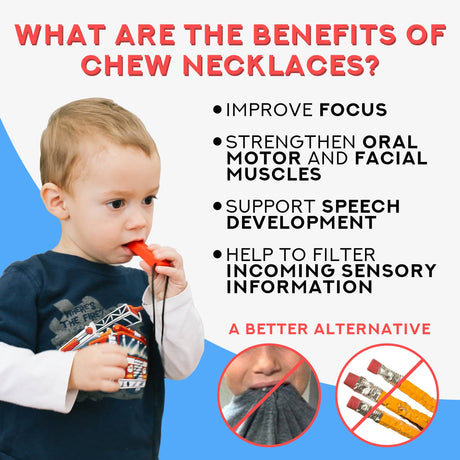 Sensory Brick Chew Necklace - Includes Bonus Pencil Topper by Senso Minds
