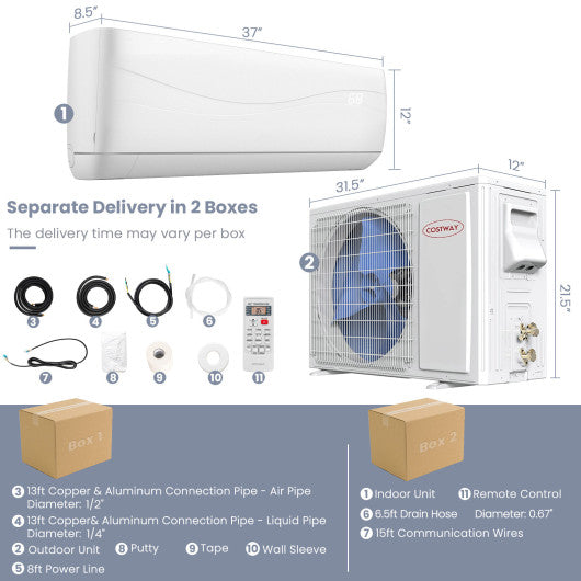 18000 BTU 19 SEER2 208-230V Ductless Mini Split Air Conditioner and Heater