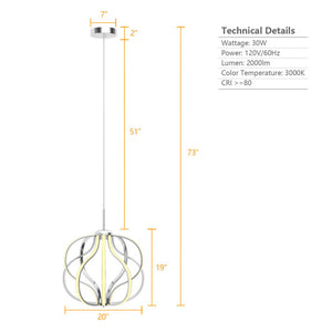 Modern Dimmable Warm White LED Chandelier