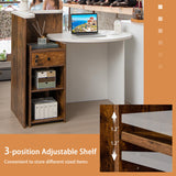 Office Desk with Open Shelf and Lockable Drawer