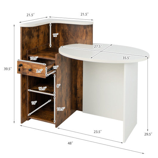Office Desk with Open Shelf and Lockable Drawer