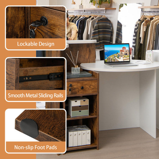 Office Desk with Open Shelf and Lockable Drawer