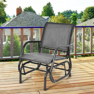 Outdoor Single Swing Glider Rocking Chair with Armrest-Gray
