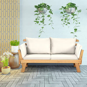 Adjustable  Patio Convertible Sofa with Thick Cushion-White