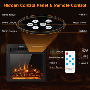 18/22.5 Inch Electric Fireplace Insert with 7-Level Adjustable Flame Brightness