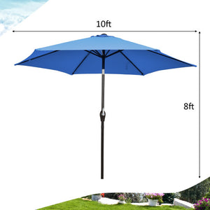 10 Feet Outdoor Patio Umbrella with Tilt Adjustment and Crank-Blue