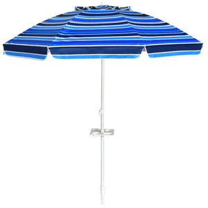 7.2 Feet Portable Outdoor Beach Umbrella with Sand Anchor and Tilt Mechanism-Navy