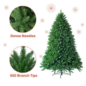 5 Feet Artificial Fir Christmas Tree with LED Lights and 600 Branch Tips