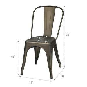 4 Pcs Modern Bar Stools with Removable Back and Rubber Feet-Gun