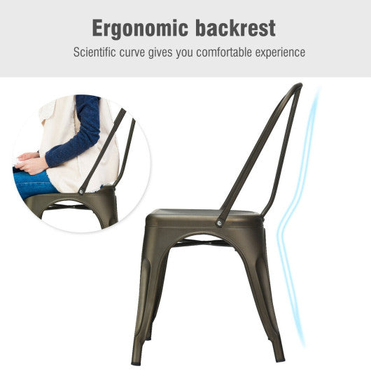 4 Pcs Modern Bar Stools with Removable Back and Rubber Feet-Gun