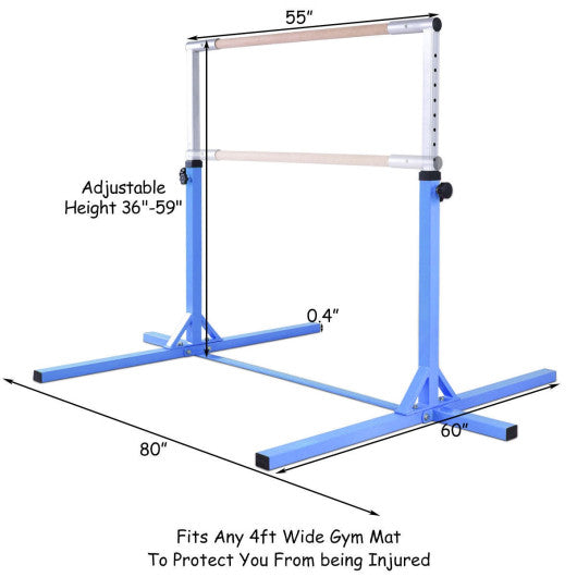 Adjustable Gymnastics Horizontal Bar for Kids-Blue