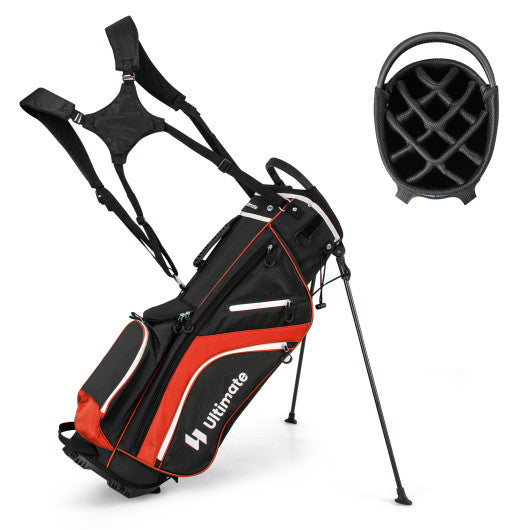 Lightweight Golf Stand Bag with 14 Way Top Dividers and 6 Pockets-Red