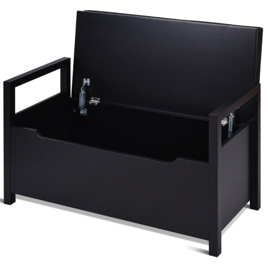 34.5"—15.5"—19.5 Inch Shoe Storage Bench with Cushion Seat for Entryway-Black