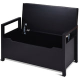 34.5"—15.5"—19.5 Inch Shoe Storage Bench with Cushion Seat for Entryway-Black