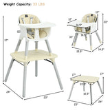 4-in-1 Baby Convertible Toddler Table Chair Set with PU Cushion-Beige