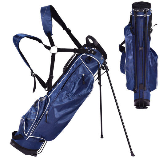 Golf Stand Cart Bag with 4 Way Divider Carry Organizer Pockets-Blue