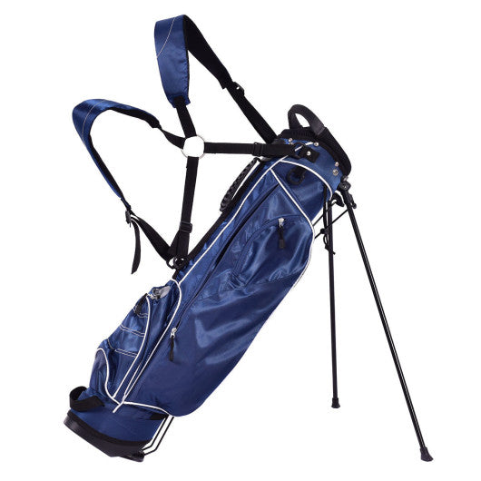Golf Stand Cart Bag with 4 Way Divider Carry Organizer Pockets-Blue