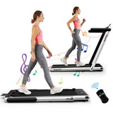 2.25HP 2 in 1 Folding Treadmill with APP Speaker Remote Control-Silver
