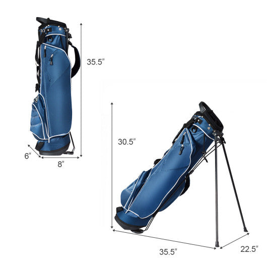 Golf Stand Cart Bag with 4 Way Divider Carry Organizer Pockets-Blue