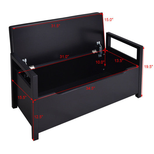 34.5"—15.5"—19.5 Inch Shoe Storage Bench with Cushion Seat for Entryway-Black