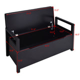 34.5"—15.5"—19.5 Inch Shoe Storage Bench with Cushion Seat for Entryway-Black