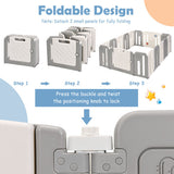 16 Panels Baby Safety Playpen with Drawing Board-Gray