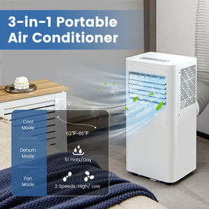 8000 BTU(Ashrae) Portable Air Conditioner Cools 250 Sq.Ft-5000 BTU
