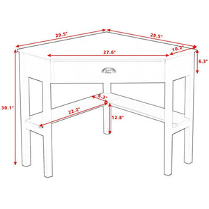 Corner Wooden Piece Laptop Computer Desk-Black