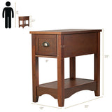 Contemporary Chair Side End Table Compact Table with Drawer Nightstand-Natural