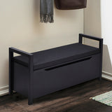 34.5"—15.5"—19.5 Inch Shoe Storage Bench with Cushion Seat for Entryway-Black