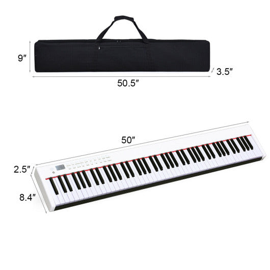 88-Key Portable Full-Size Semi-weighted Digital Piano Keyboard-White