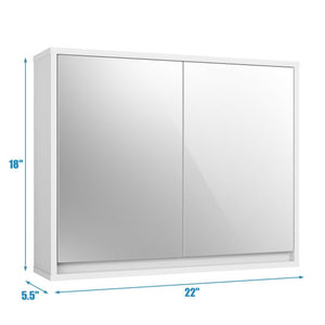 2-Door Wall-Mounted Bathroom Mirrored Medicine Cabinet